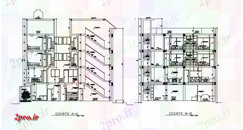 دانلود نقشه هتل - رستوران - اقامتگاه  رستوران ساختمان نمای بخش (کد81697)