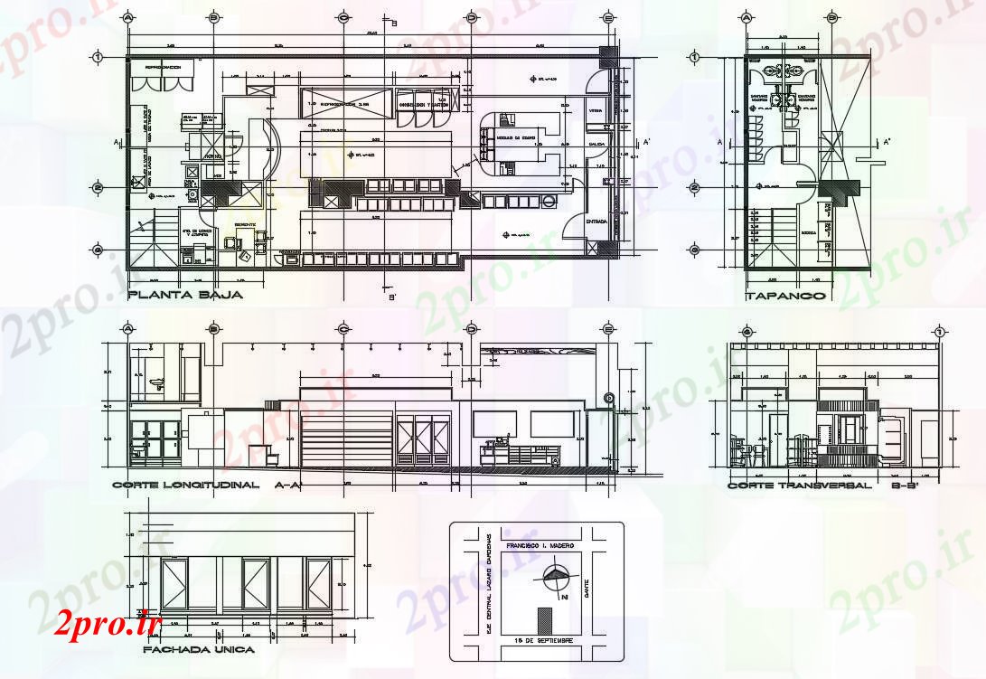 دانلود نقشه ساختمان اداری - تجاری - صنعتی شیرینی طراحی 9 در 20 متر (کد81701)