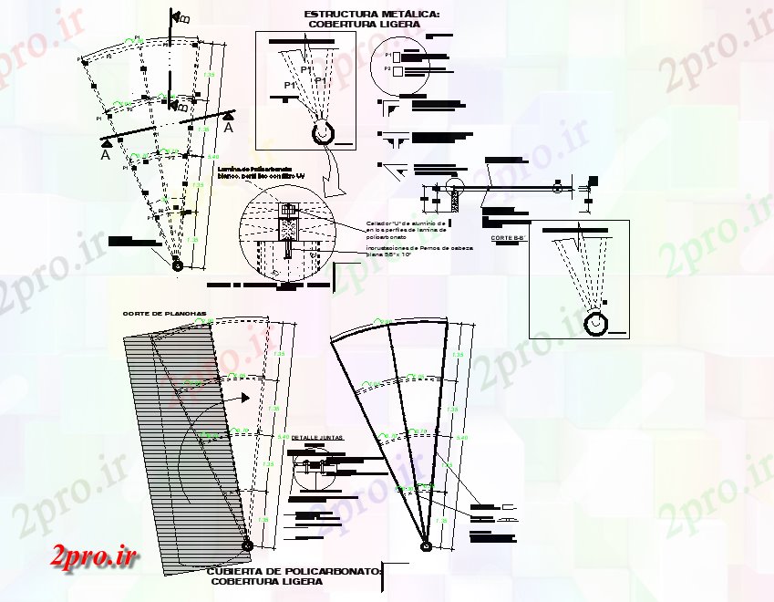 دانلود نقشه جزئیات ساختار  ساختار فلزی از گل فروشی با جزئیات    ایستاده (کد81728)