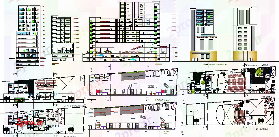 دانلود نقشه بانک ها چند دان بانک سر ساختمان اداری پروژه معماری 24 در 75 متر (کد81730)
