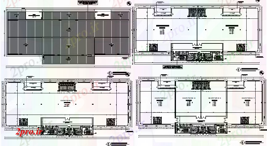 دانلود نقشه ساختمان اداری - تجاری - صنعتی طراحی طبقه ساختمان اداری جزئیات 27 در 74 متر (کد81741)