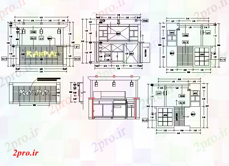 دانلود نقشه ساختمان اداری - تجاری - صنعتی ساختمان های تجاری نما متفاوت 8 در 16 متر (کد81743)