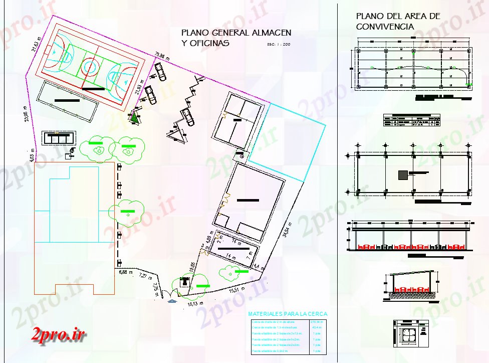 دانلود نقشه ساختمان اداری - تجاری - صنعتی طرحی کلی دفتر فروشگاه اردوگاه با نما 10 در 15 متر (کد81749)