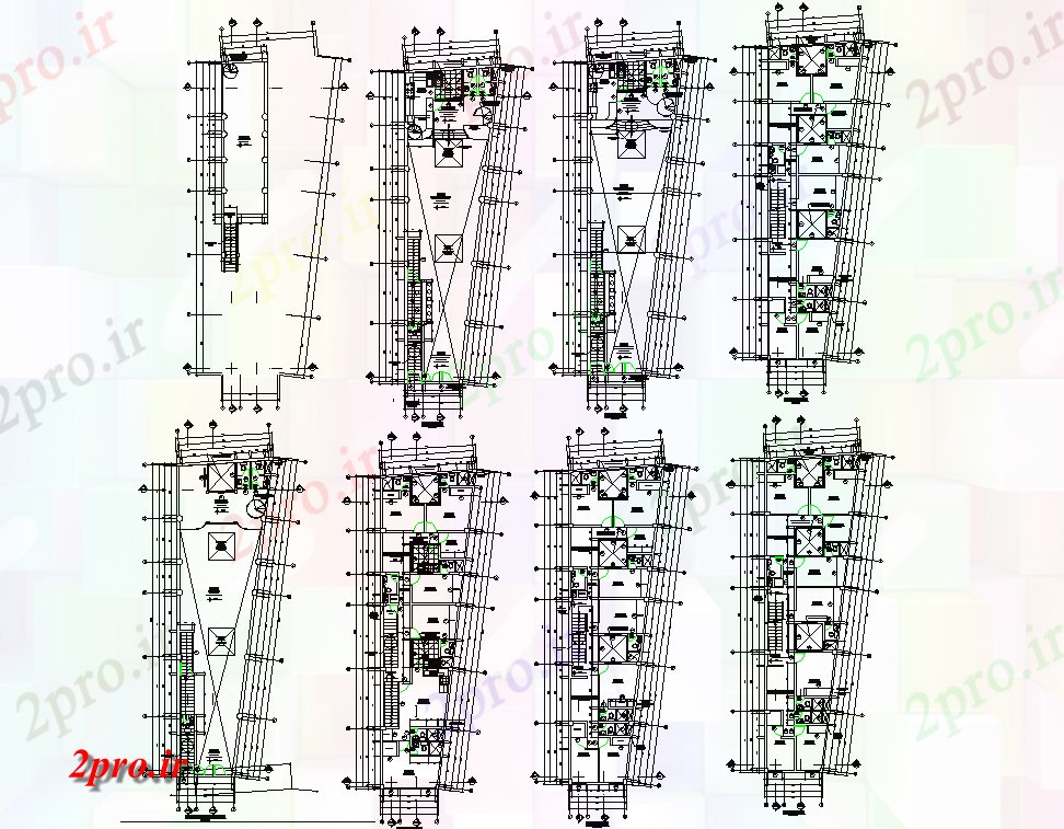 دانلود نقشه جزئیات معماری طرحی طبقه با نمای معماری پایه گلفروش (کد81778)