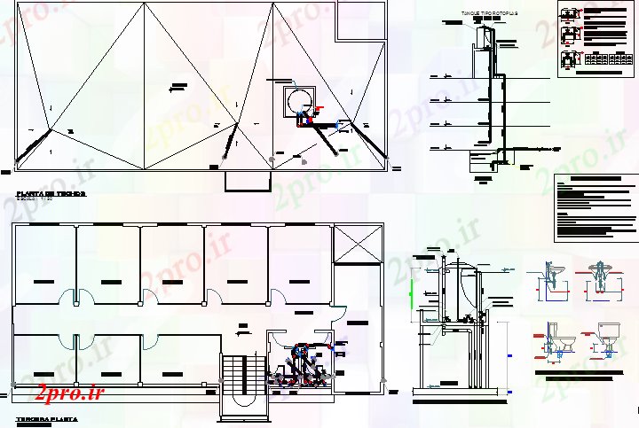 دانلود نقشه ساختمان اداری - تجاری - صنعتی طراحی معماری و جزئیات مقطعی (کد81908)