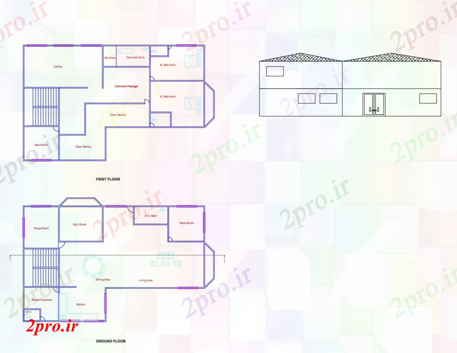 دانلود نقشه خانه های کوچک ، نگهبانی ، سازمانی - طرحی bBungalow (کد81936)