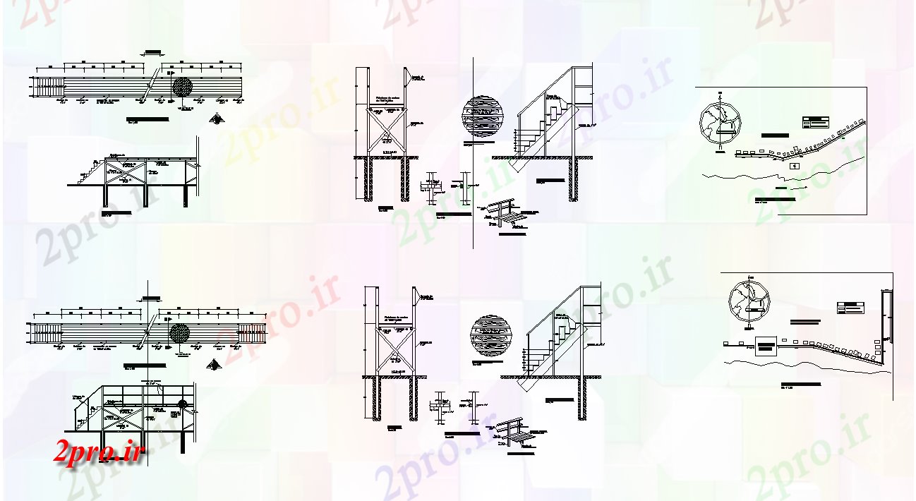 دانلود نقشه جزئیات ساختار بخش راه پله جزئیات طرحی نما  (کد81979)