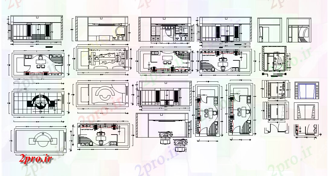 دانلود نقشه ساختمان اداری - تجاری - صنعتی ساختار ساختمان اداری جزئیات دو بعدی 3 در 7 متر (کد81986)