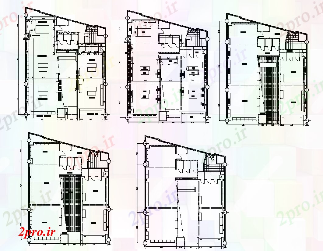 دانلود نقشه ساختمان اداری - تجاری - صنعتی جزئیات ساختمان تجاری طراحی 12 در 17 متر (کد81993)