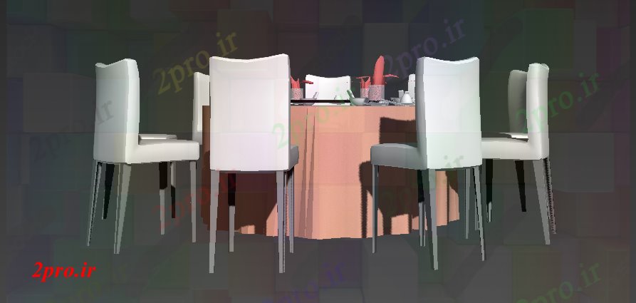 دانلود نقشه بلوک میز و صندلیناهارخوری میز و صندلی تریدی مدل  بلوک تریدی مکس  (کد82076)