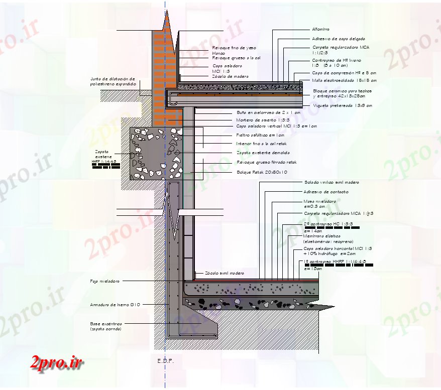 دانلود نقشه جزئیات ساختار دیوار بخش جزئیات طرحی نما  (کد82157)