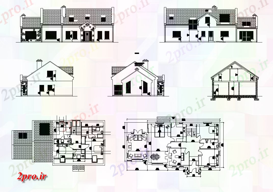 دانلود نقشه مسکونی ، ویلایی ، آپارتمان ساختار مسکن، ساخت نما جزئیات و طراحی 9 در 19 متر (کد82175)