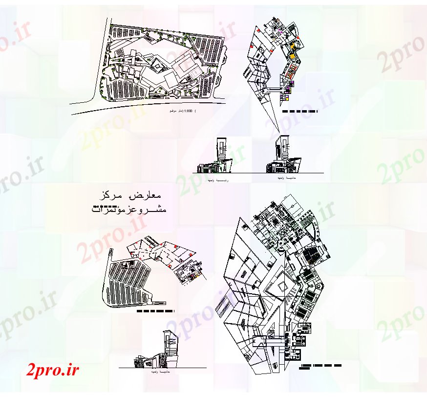 دانلود نقشه ساختمان اداری - تجاری - صنعتی جزئیات ساختمان نما ساختار و طرحی دو بعدی چیدمان 30 در 56 متر (کد82176)