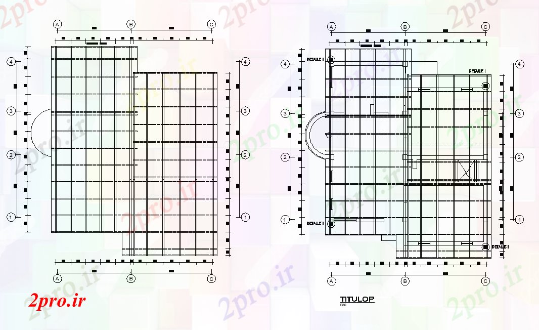 دانلود نقشه جزئیات ساختار طرحی تراس جزئیات از یک ساختار مسکن  دو بعدی   چیدمان (کد82194)