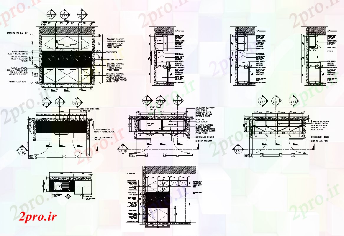 دانلود نقشه آشپزخانه جزئیات آشپزخانه ساختار ساختمان  دو بعدی   چیدمان اتوکد (کد82200)