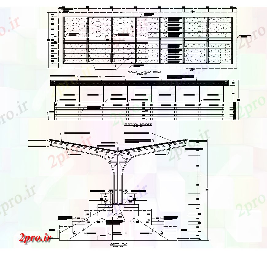 دانلود نقشه جزئیات ساختار پله نما جزئیات ساختار  دو بعدی   چیدمان اتوکد (کد82206)