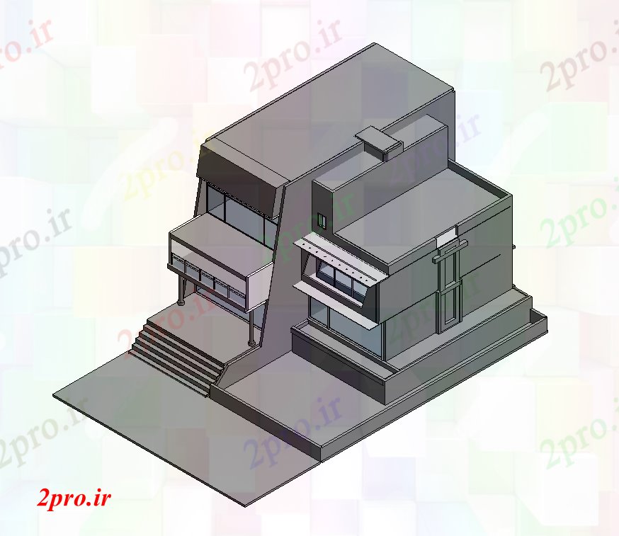 دانلود نقشه ساختمان اداری - تجاری - صنعتی تجاری ساختمان نما جزئیات تریدی مکس  تریدی مدل (کد82242)