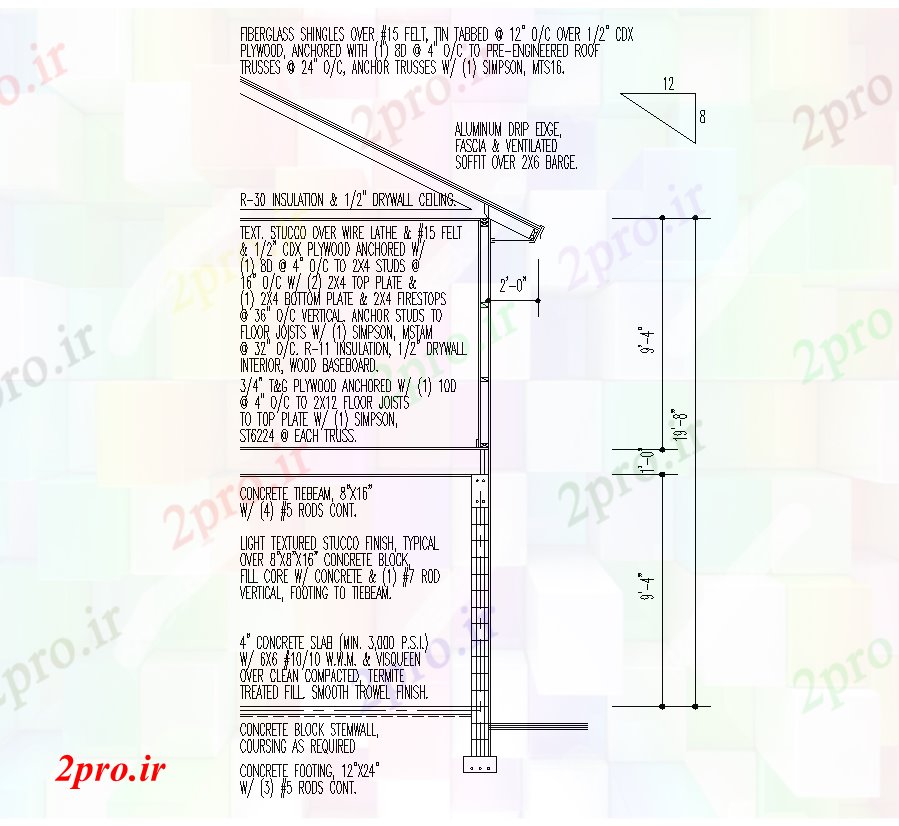 دانلود نقشه جزئیات ساختار جزئیات بخش دیوار  دو بعدی   چیدمان اتوکد (کد82247)