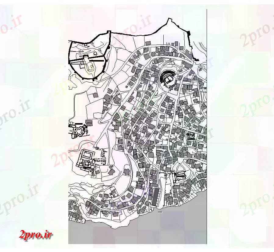 دانلود نقشه برنامه ریزی شهری جزئیات برنامه ریزی منطقه شهر  دو بعدی   چیدمان اتوکد (کد82262)