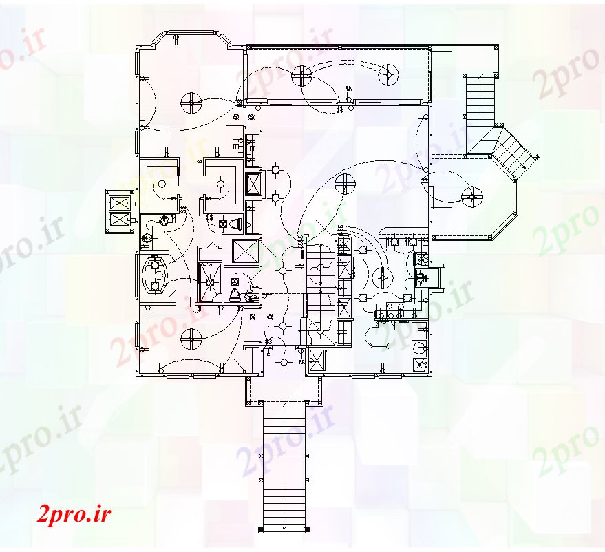 دانلود نقشه طراحی داخلی ساختمان جزئیات نصب و راه اندازی الکتریکی  planدو بعدی   چیدمان (کد82269)