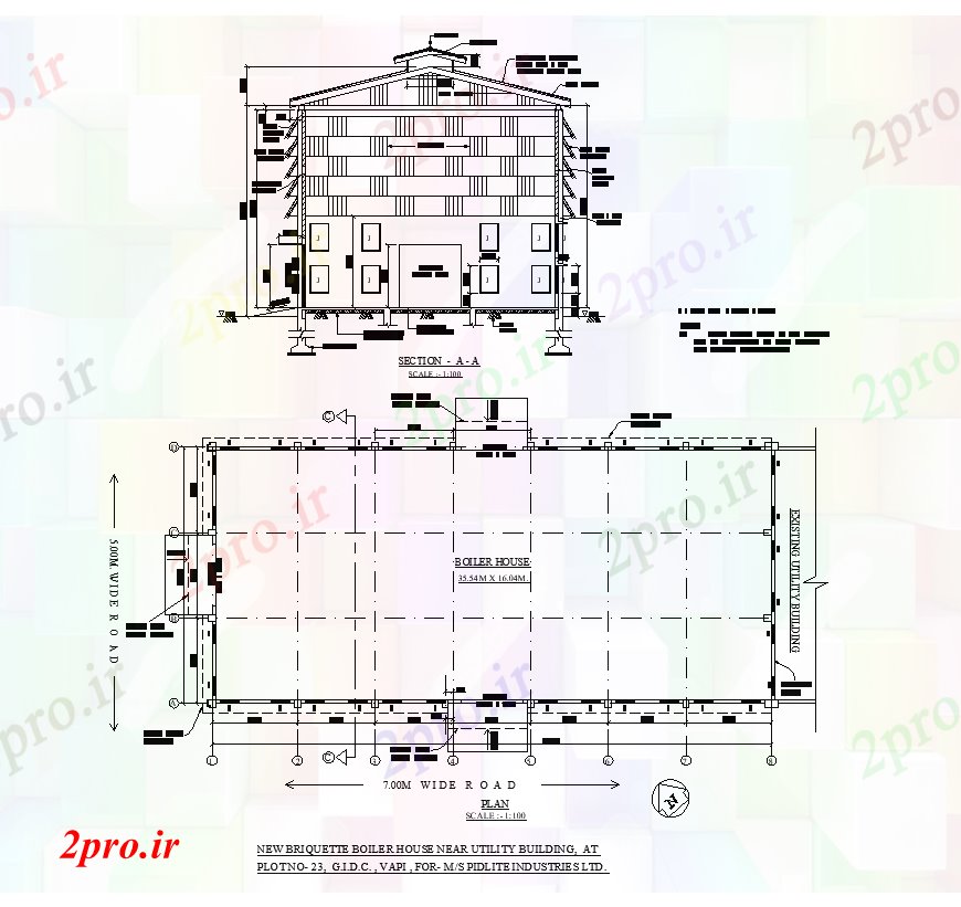 دانلود نقشه کارخانه صنعتی  ، کارگاه بویلر طرحی خانه ساخت و ساز و بخش جزئیات  دو بعدی   چیدمان (کد82277)