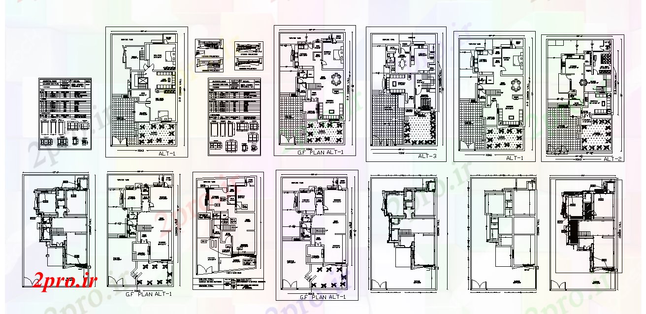 دانلود نقشه خانه های کوچک ، نگهبانی ، سازمانی - ویلایی ساخت ساختمان طرحی جزئیات دو بعدی 32 در 64 متر (کد82300)