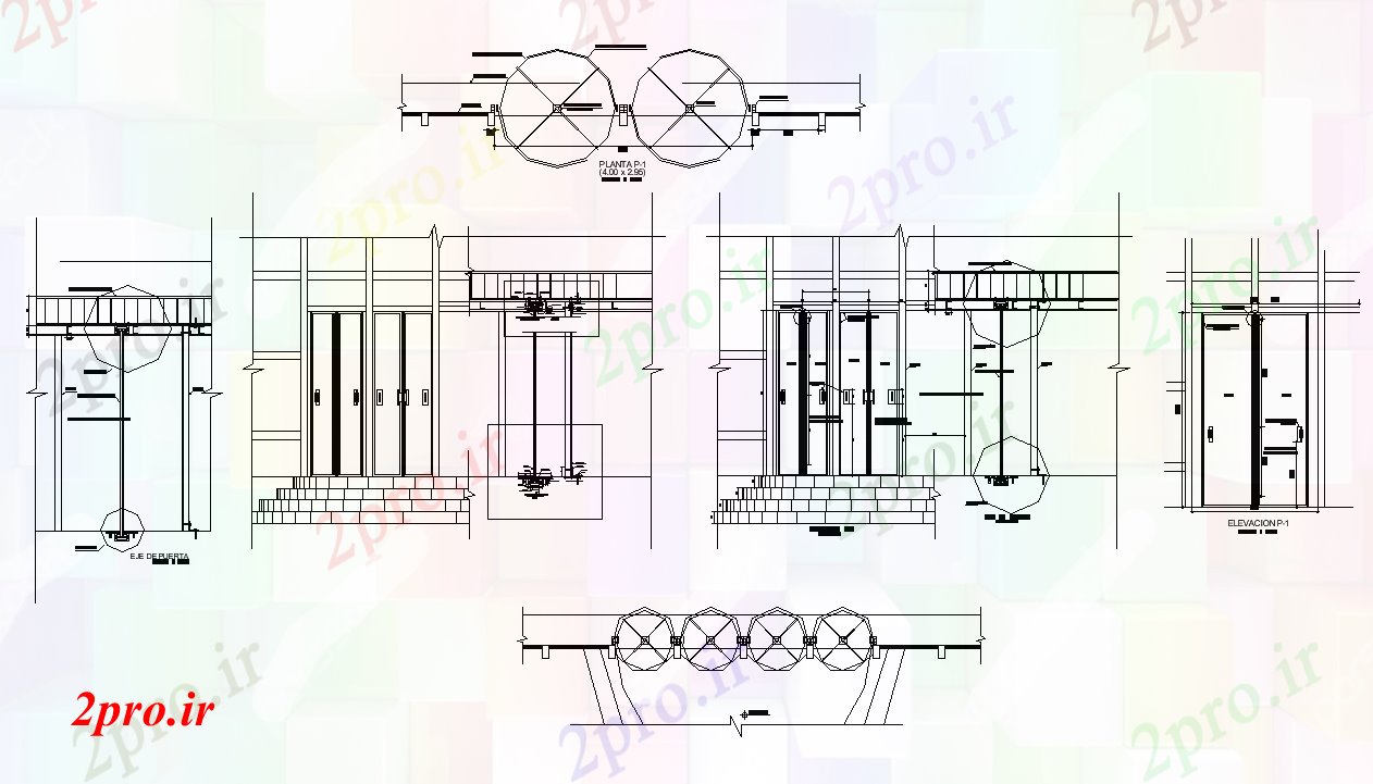 دانلود نقشه جزئیات ساختار بخش جزئیات ساختار ورودی ساختمان  دو بعدی   چیدمان (کد82329)