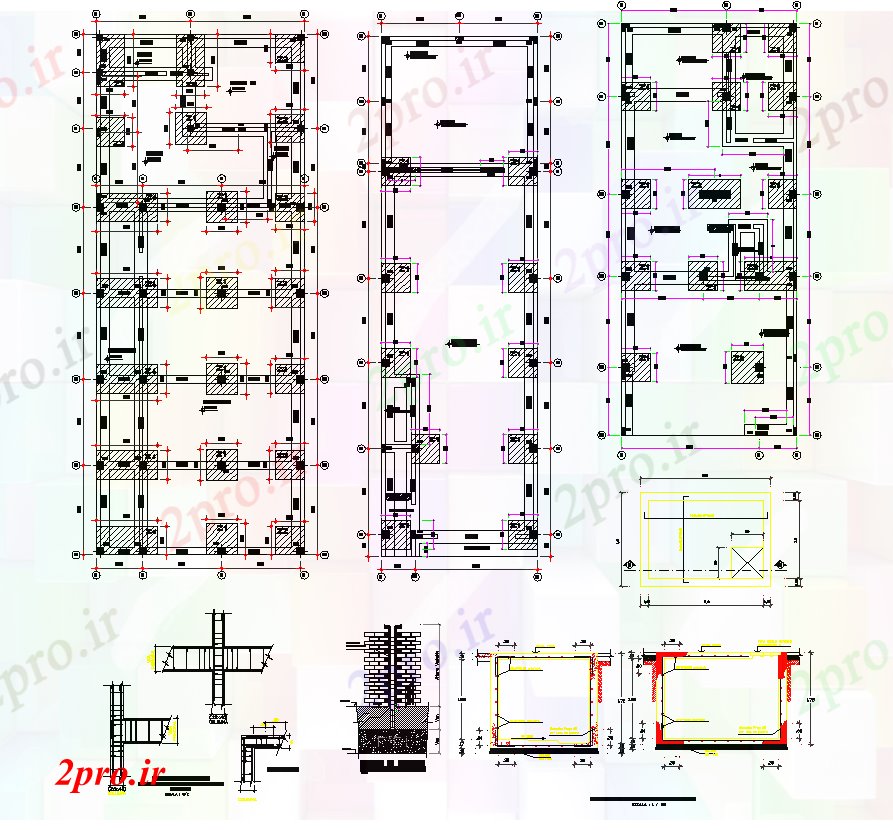 دانلود نقشه جزئیات ساختار طرحی ساخت و ساز ستون جزئیات طراحی ساخت جزئیات  دو بعدی  (کد82374)