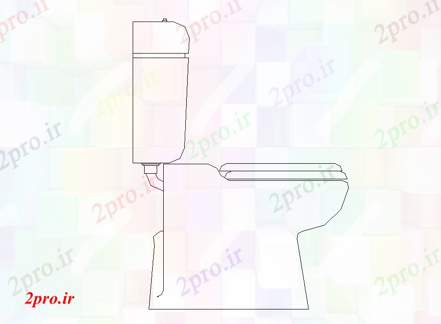 دانلود نقشه تجهیزات بهداشتی نما بهداشتی جزئیات توالت بلوک  طرحی  دو بعدی   (کد82395)