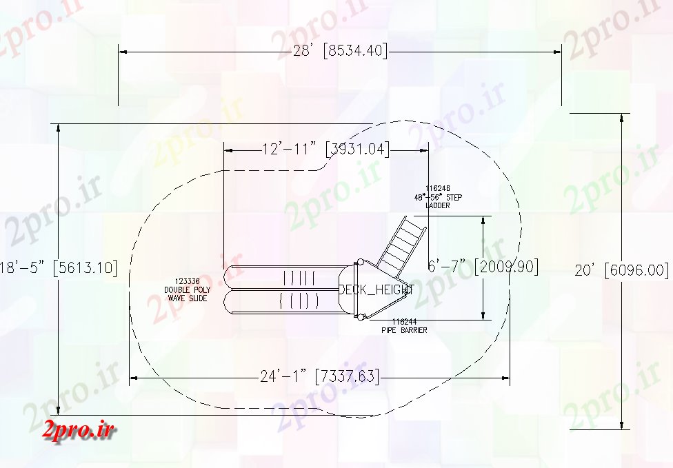 دانلود نقشه باغ بازی باغ  تجهیزات نوار لغزنده  طراحی جزئیات اتوکد (کد82429)