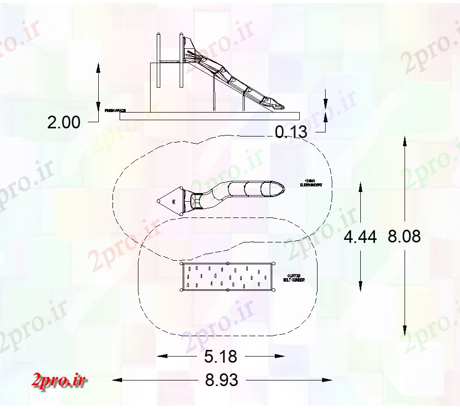 دانلود نقشه باغ نوار لغزنده تونل نما جزئیات  دو بعدی   (کد82430)