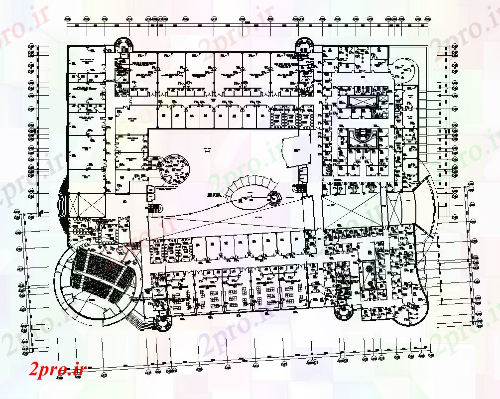 دانلود نقشه ساختمان اداری - تجاری - صنعتی بازرگانی طرحی ساختمان جزئیات طرحی دو بعدی 112 در 147 متر (کد82462)