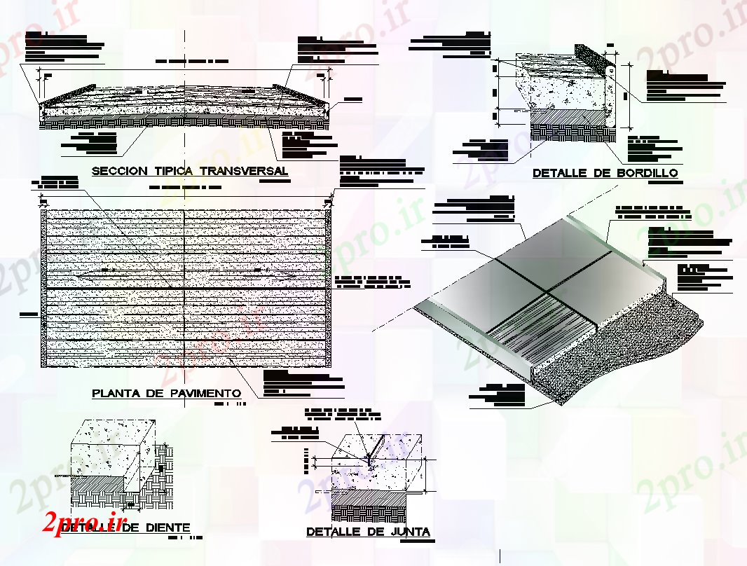 دانلود نقشه جزئیات ساختار جزئیات آسفالت  های بتنی طرحی ساختار اتوکد (کد82475)