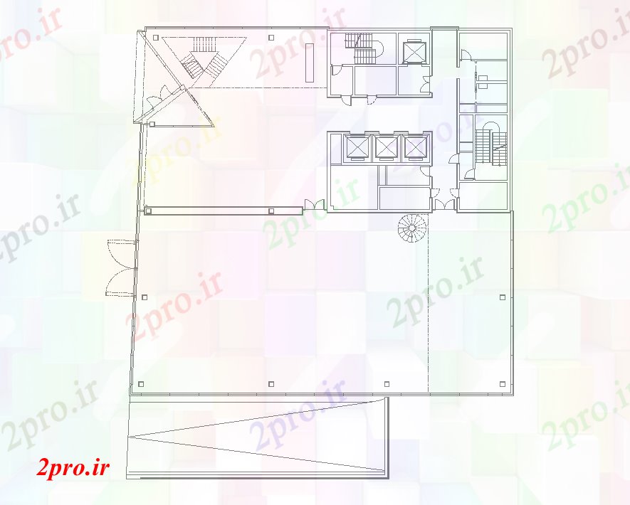 دانلود نقشه ساختمان اداری - تجاری - صنعتی بازرگانی ساختمان اداری ساختار جزئیات طراحی دو بعدی اتوکد 23 در 24 متر (کد82491)