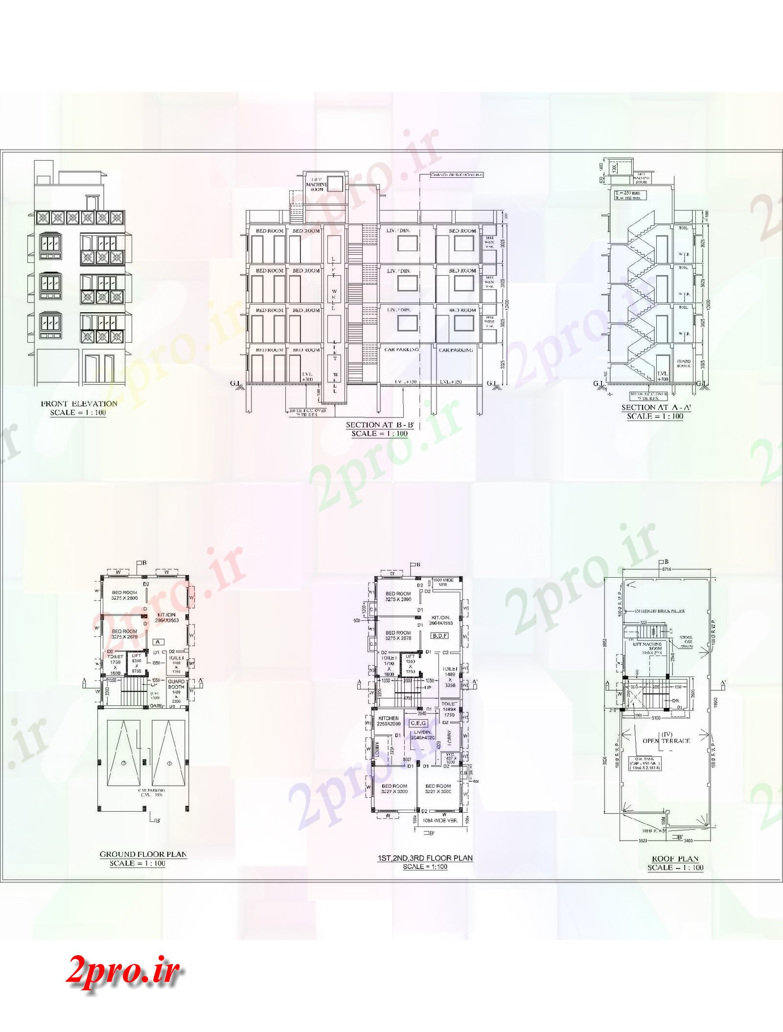 دانلود نقشه خانه مسکونی ، ویلاG + III ساختمان مسکونی 16 در 43 متر (کد82518)