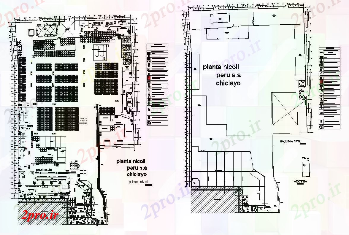 دانلود نقشه کارخانه صنعتی  ، کارگاه طرحی سازه های ساختمان های صنعتی   چیدمان  دو بعدی   (کد82539)