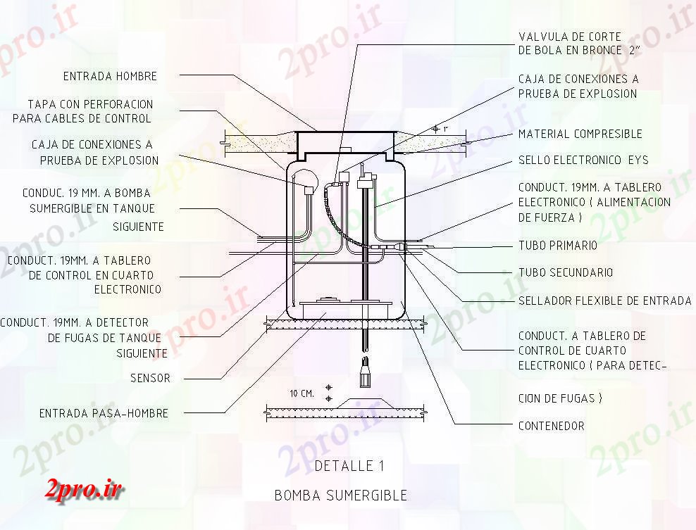 دانلود نقشه جزئیات ساختار پمپ جزئیات پمپ آب ساختاری  طرحی   (کد82553)