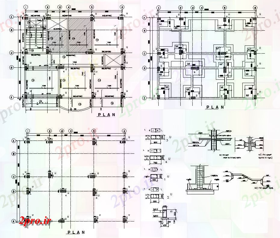دانلود نقشه جزئیات پایه طرحی بنیاد یک ساختار   طرحی جزئیات ساختمان  (کد82570)
