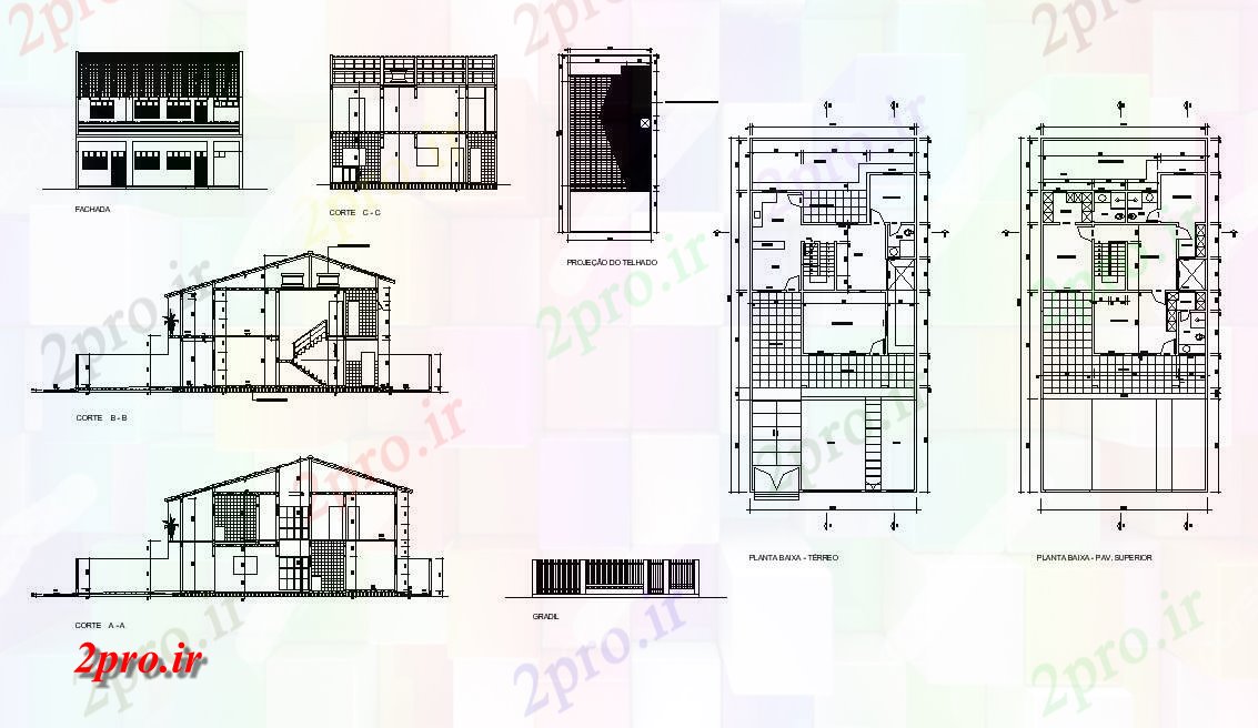دانلود نقشه مسکونی ، ویلایی ، آپارتمان طرح، نما و بخش از ساختار خانه های مسکونی طرح 10 در 11 متر (کد82578)