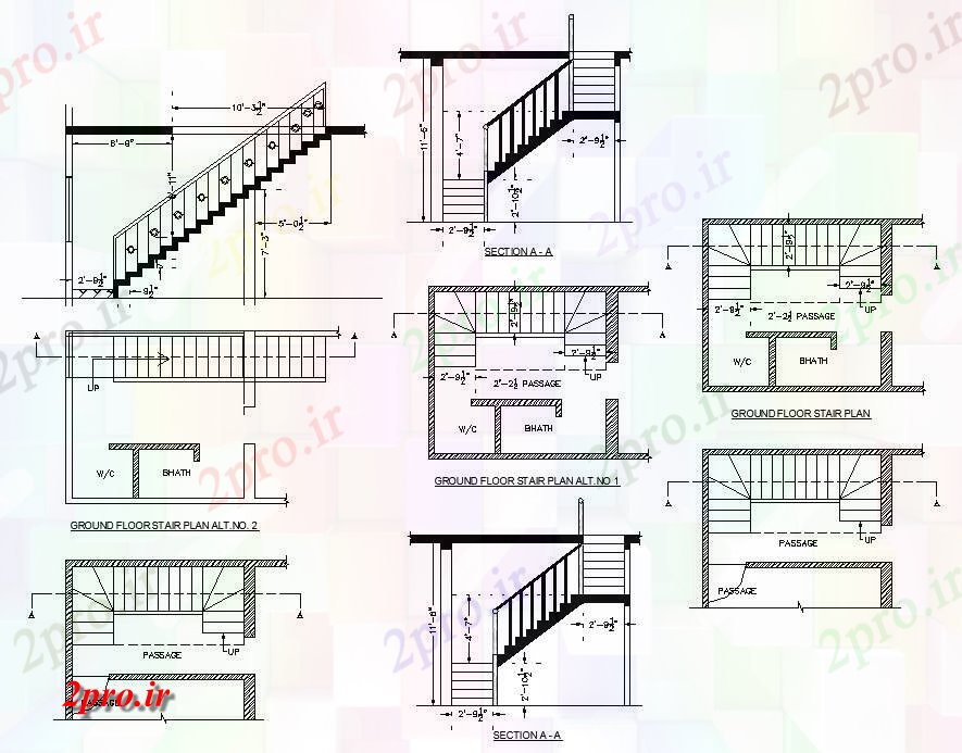 دانلود نقشه جزئیات ساختار نمونه ساخت و ساز پله  طرحی بلوک ساختاری  (کد82595)