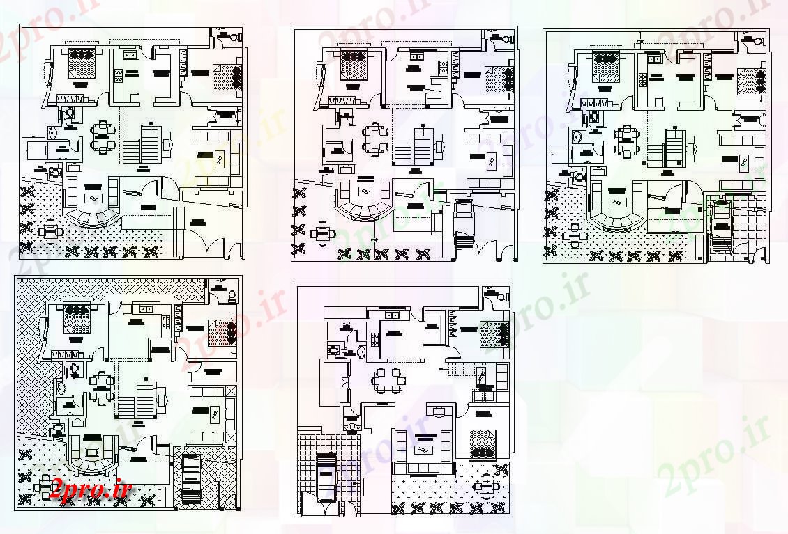 دانلود نقشه مسکونی ، ویلایی ، آپارتمان ساختار مسکن جزئیات طراحی بلوک های سازنده در قالب اتوکد 53 در 62 متر (کد82600)
