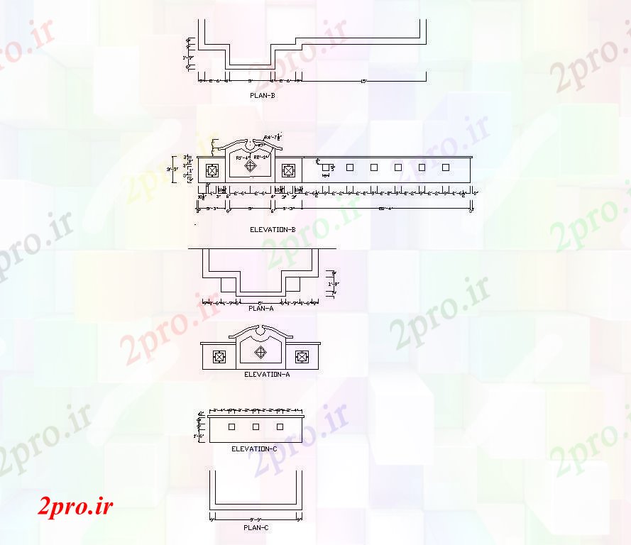 دانلود نقشه جزئیات ساختار مرکب دیوار جزئیات   طرحی بلوک های سازنده در قالب اتوکد (کد82601)