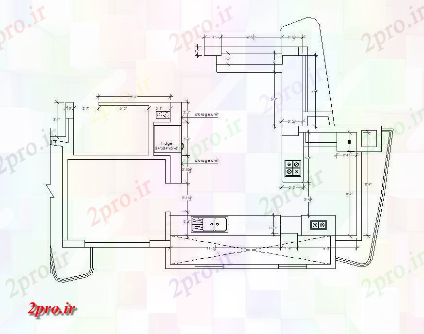 دانلود نقشه آشپزخانه ساختار آشپزخانه جزئیات طرحی بلوک سازنده (کد82608)