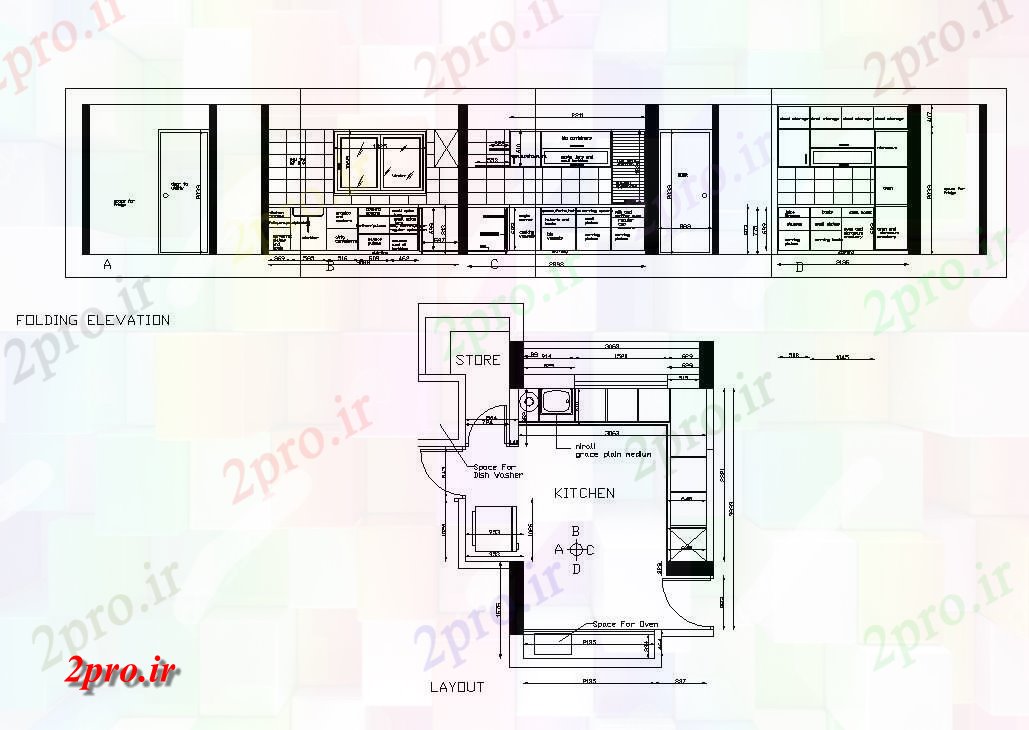 دانلود نقشه آشپزخانه نما آشپزخانه داخلی و پلانبلوک سازنده  (کد82611)