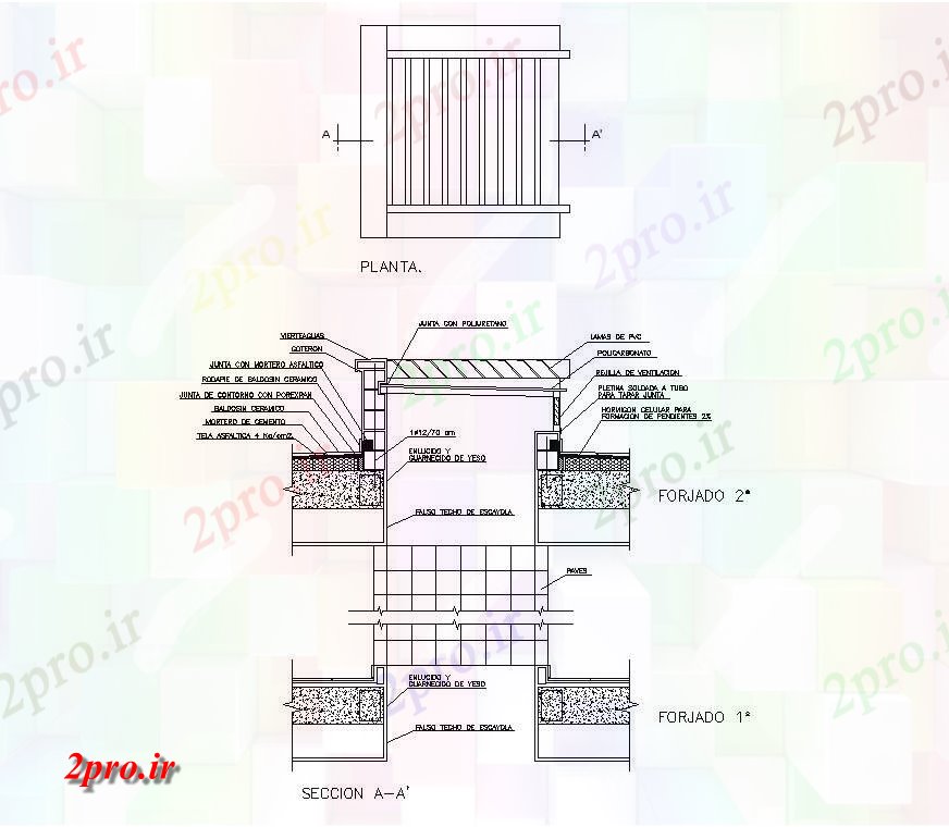 دانلود نقشه جزئیات ساختار برنامه و جزئیات مقطعی از یک ساختار دو بعدی   نظر طرحی  (کد82645)