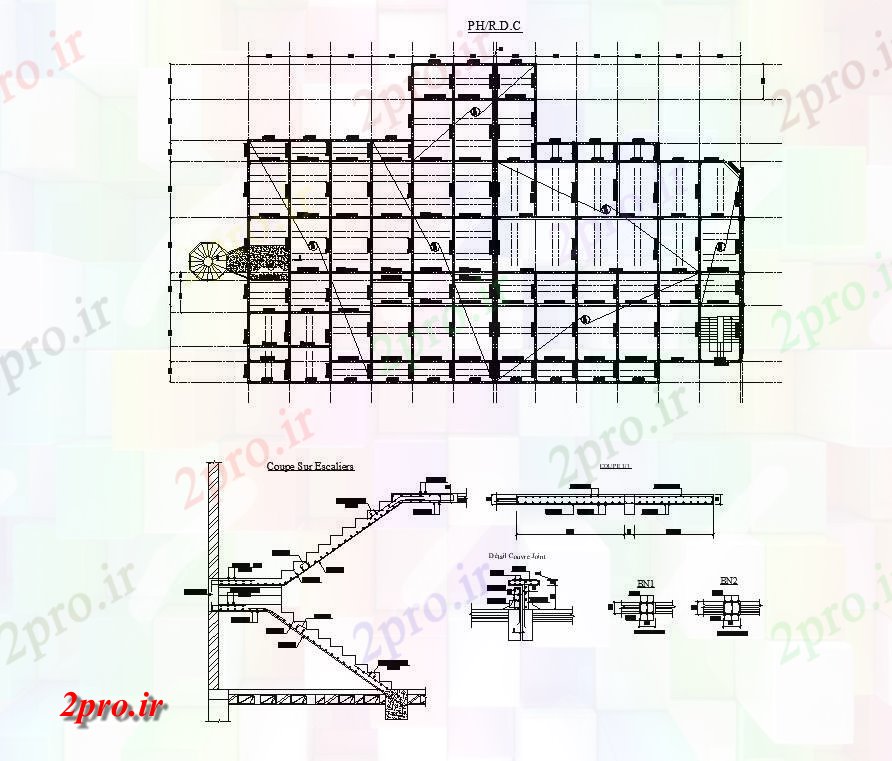 دانلود نقشه جزئیات ساخت و ساز جزئیات ساخت و ساز راه پله طرحی بلوک ساختاری  (کد82651)