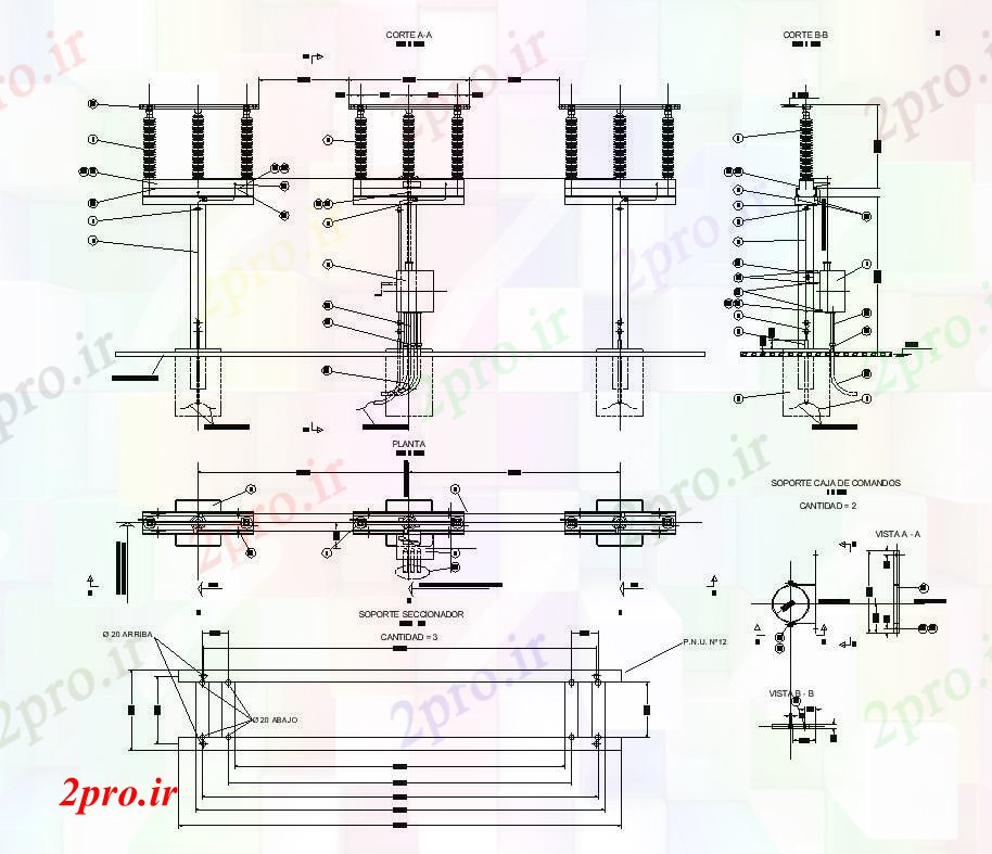 دانلود نقشه طراحی داخلی جزئیات قطب برق  (کد82654)