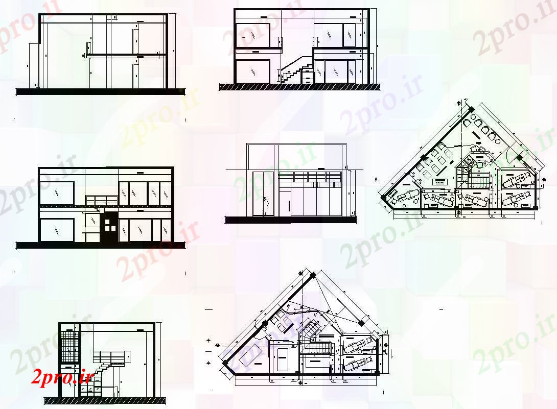دانلود نقشه مسکونی ، ویلایی ، آپارتمان طرحی ساختمان جزئیات ساختار و نما دو بعدی نظر طرحی 31 در 44 متر (کد82660)