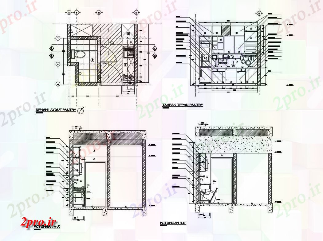 دانلود نقشه آشپزخانه آشپزخانه و بخش بهداشتی، طرحی و نصب و راه اندازی  جزئیات طراحی  (کد82721)