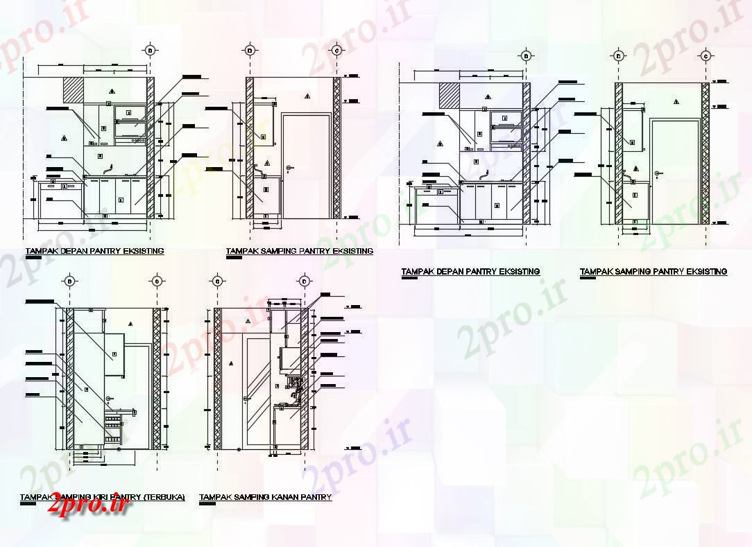 دانلود نقشه آشپزخانه آشپزخانه شربت خانه موجود و طرحی مبلمان جزئیات (کد82722)